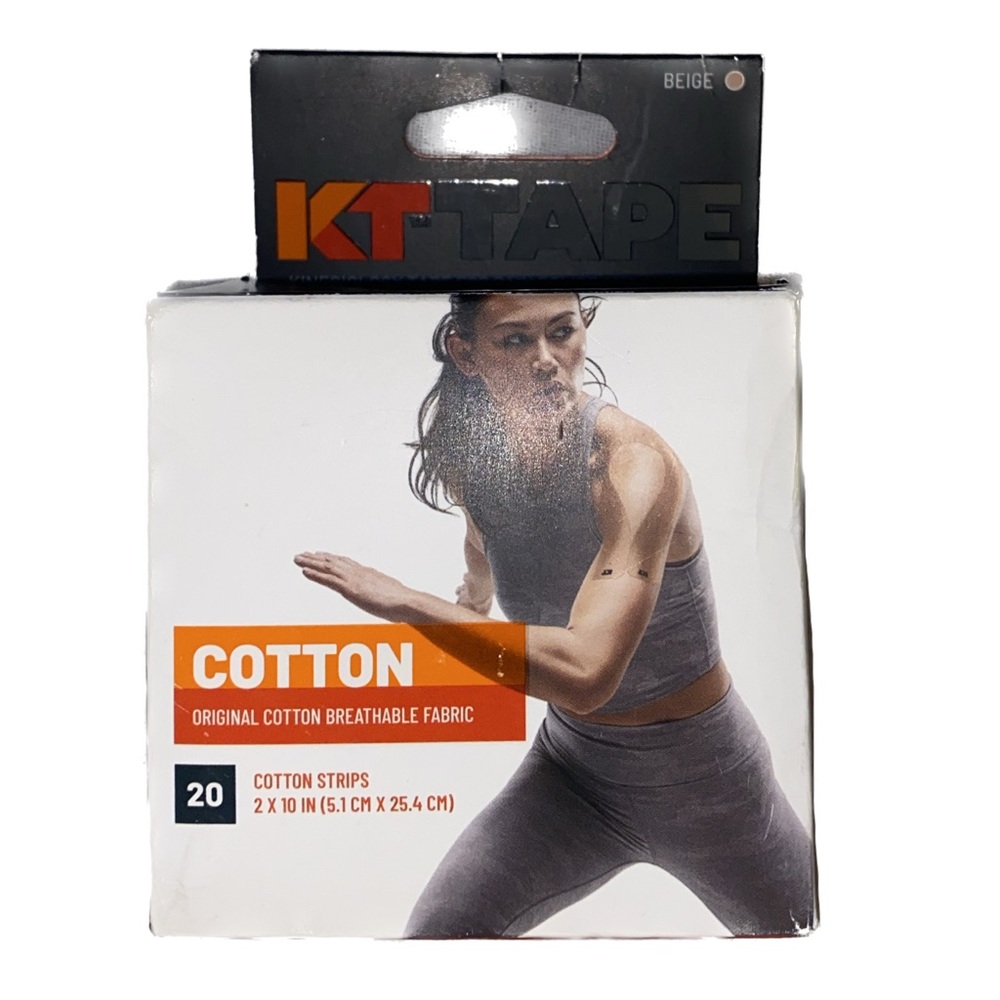 KT Tape Original Cotton Breathable Fabric Tape 20 Pre-Cut Cotton Strips, Beige